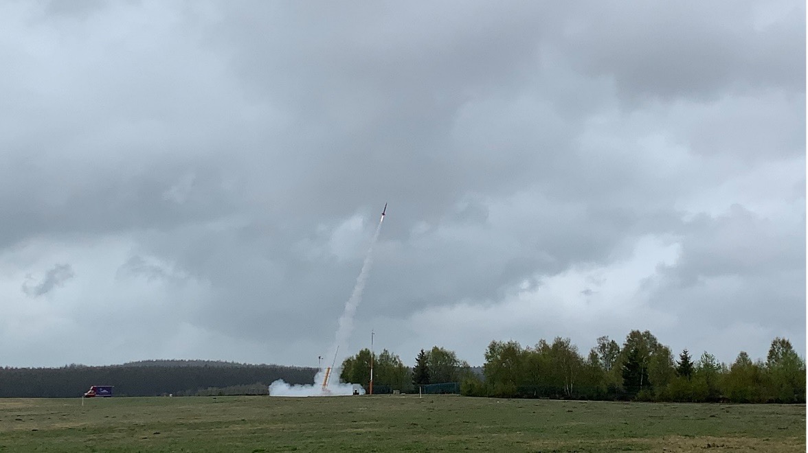 The launch of their CanSat at the Elsenborn Air Base